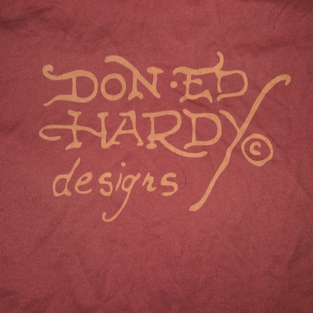 Ed Hardy Red T-Shirt with Floral Lion Graphic Design Y2K - Picture 9 of 9